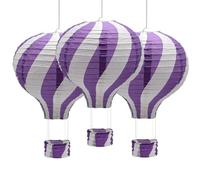 Ruidee 3 Pieces Hanging Hot Air Balloon Paper Lanterns 12 inch Paper Lanterns Set Decoration Ball Lamps for Wedding, Birthday, Anniversary, Christmas (Purple)