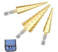 Ruidee 3Pcs Step Bits Set HSS Step Cone Drill Bit 3-12/4-12/4-20mm High Speed Steel Step Drill Bits for Wood Metal Aluminum (JZT/3-12mm)