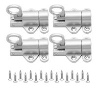 Ruidee 4Pcs Door Spring Bolts 55x43.5mm Aluminium Alloy Safety Automatic Self-Closing Latches Resilient Bolt Latch for Home, Shed Doors Gates and Pet Door Cabinet Window(FJMS-Silver)