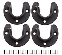 Ruidee 4PCS Flange Socket Stainless Steel U-shaped Rod Support Set for Closet, Wardrobe, Bathroom, Kitchen, etc (FL/Black/32MM)
