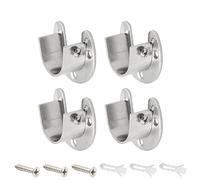 Ruidee 4PCS Flange Socket Stainless Steel U-shaped Rod Support Set for Closet, Wardrobe, Bathroom, Kitchen, etc (FL/Silver/25MM)