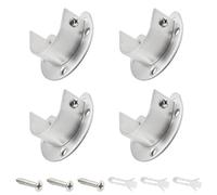 Ruidee 4PCS Flange Socket Stainless Steel U-shaped Rod Support Set for Closet, Wardrobe, Bathroom, Kitchen, etc (FL/Silver/32MM)