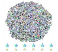 Ruidee 60g Star Confetti Metallic Foil Stars Table Confetti Metallic Foil Stars Sequin for Halloween Birthday Wedding Festival Party DIY(Colour Silver)