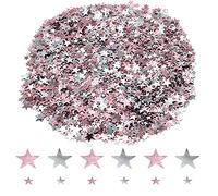 Ruidee 60g Star Confetti Metallic Foil Stars Table Confetti Metallic Foil Stars Sequin for Halloween Birthday Wedding Festival Party DIY(Rose Gold/Silver)
