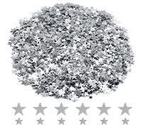 Ruidee 60g Star Confetti Metallic Foil Stars Table Confetti Metallic Foil Stars Sequin for Halloween Birthday Wedding Festival Party DIY(Silver)