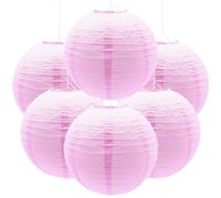 Ruidee 6Pcs Paper Lanterns Decoration 12in Round Hanging Lanterns Round Paper Lampshade Chinese Lamps for Birthday Wedding Party Decoration（SDL/Pink）
