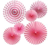 Ruidee Pack of 6 Paper Fans Decoration Hanging Decoration for Birthday, Wedding, Carnival, Baby Shower, Home Party (Pink)
