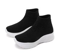 RUIDENG Loafers Slip-on Shoes for Women Fashion Walk Shoes Sneaker Comfortable Working Thick Soft Lightweight Bottom, Black With White 24103, 4 UK