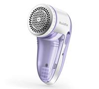 Ruidla Fabric Shaver Defuzzer, Electric Lint Remover, Rechargeable Sweater Shaver with Stainless Steel 3-Leaf Blade, Dual Protection, Removable Bin, Easily Remove Fuzz, Lint, Pills, Bobbles