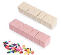 RUIENGCOMM 2 Pcs Daily Pill Box Portable Pill Case Weekly Pill Organizer Plastics Weekly Tablet Organiser Pill Container for Tablet Organiser Vitamins Supplements Medicine