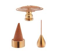 RUIENGCOMM 3-in-1 Brass Incense Burner - Coil, Cone & Stick Holder, Mini Alloy Ash Catcher for Yoga, Meditation & Home Living Spaces