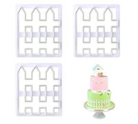 RUIENGCOMM 3Pcs Plastic Fence Fondant Cutters Cookie Cutter Molds Decorative Cake Border Moulds Fondant Cake Cutting Molds Biscuit Baking Mold for Fondant Cake Border Decorating