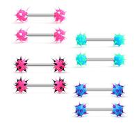 Ruifan 14G 9/16Inch Silicone Soft Spike Ball Nipple Tongue Shield Ring Barbell Body Piercing Jewelry Retainer, 9/16 inch (14mm), Stainless Steel