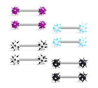 Ruifan 14G 9/16Inch Silicone Soft Spike Ball Nipple Tongue Shield Ring Barbell Body Piercing Jewelry Retainer 8PCS - Mix Color 1#