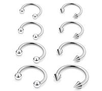 Ruifan 20G 18G 16G 14G 12G Horseshoe Nose Ring Titanium Septum Rings Piercing Jewelry Cartilage Conch Helix Rook Lip Tragus Earring Hoop Eyebrow Retainer For Women Men 8PCS, Ball & Spike: 16G - 10/12