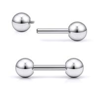 Ruifan 20G 18G 16G Titanium Earrings Studs Set for Sensitive Ears Hypoallergenic Piercing Jewelry Internally Threaded Cartilage Conch Helix Rook Tragus Earring Hoop Eyebrow For Women Men Ball 3-6mm