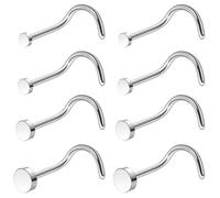 Ruifan ASTM F136 Titanium Nose Rings 20G Nose Studs Ring Screw Piercing Jewelry for Women Men Flat Top 1.5mm 2mm 2.5mm 3mm 8PCS