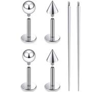 Ruifan Titanium Flat Back Lip Rings Internally Threaded Earrings Studs Nose Rings 20G 18G 16G 14G Ball Spike Tragus Cartilage Lobe Rook Helix Conch Labret Medusa Piercing Jewelry for Women Men 6PCS