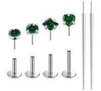 Ruifan Titanium Flat Back Lip Rings Threadless Push in Earrings Studs Nose Rings 20G 18G 16G Round Heart Square CZ Tragus Cartilage Lobe Rook Helix Conch Labret Medusa Piercing Jewelry for Women Men