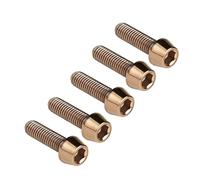 Ruifu 5PCS Titanium Bolt M5x10/16/18/20/25/30/35/40/45/50/55/60/65mm Allen Cone Head Screws for Bicycles (Bronze, M6x16mm)