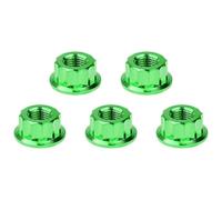 Ruifu M5 M6 M8 M10 M12 Flange Head 12 Point Nuts Titanium Nuts for Bicycle Motorcycle 5pcs (Green, M10,Pitch 1.25mm)