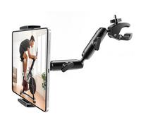 RUIFUO Double Arm Treadmill Tablet Holder Bicycle Handlebar Mount, iPad Holder Holder for Spin Bike, Aluminium Clamp for Stationary Spin Bike Peloton Pushchair, Compatible with 4-13 Inch Devices