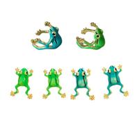 RUIFUU 6PCS Frog Rings for Women,Adjustable Open Tree Frog Rings,Frog Shaped Stud Earring Set,Funny Green Frog Ring,Cute Green Frog Finger Ring Whimsical Frog Jewelry Gifts for Women,Blue & Green