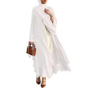 RUIG Women Muslim Prayer Chiffon Open Dress Abaya Dubai Turkey Islam Kaftan Islamic Ramadan Eid Mubarak Women Robe with Hijab