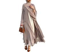 RUIG Women Muslim Prayer Chiffon Open Dress Abaya Dubai Turkey Islam Kaftan Islamic Ramadan Eid Mubarak Women Robe with Hijab