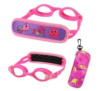 RUIGAO Toddler Swim Goggles Age 2-5, Toddler Goggles No Hair Pull Strap, Kids swimming goggles with Case (Pink For 2-5)
