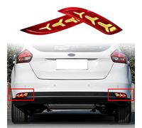 ruihe 3D LED Rear Bumper Reflector Turn Signal Brake Tail Lights Lamps Trim Fit for 2015 2016 2017 2018 Ford Focus hatchback ST Electric Titanium SE SEL