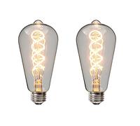 Ruihua 2Packs E27 4W Clear Glass Double Spiral Flexible Bulb ST64 Vintage LED Filament Bulb(40W Equivalent) Warm White 2700K 400LM Retro Edison LED Bulb Not Dimmable Energy Saving Lamp,AC 220-240V
