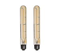 Ruihua 2Pcs T30 E27 LED Edison Light Bulbs 4W(Replace 40w E27 Screw Halogen Bulb) Warm White 2700K Long Test Tube Bulb Retro Vintage Decorative LED Filament Bulbs Amber Glass Non Dimmable AC 220-240V