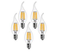 Ruihua 5Packs E14 6W Dimmable Warm White 2700K LED Filament Light Bulbs(Equivalent 60W Halogen Bulb) 600LM Edison Vintage Candle Bulb C35 Small Spiral Energy Saving Lamp,AC 220-240V