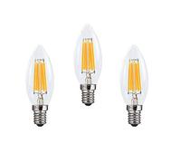 Ruihua E14 6W Warm White 2700K Dimmable LED Filament Light Bulbs(Equivalent 60W Halogen Bulb) 600LM Retro Energy Saving Candle Bulb C35 Small Edison Spiral Lamp,3Packs