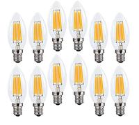 Ruihua E14 6W Warm White 2700K Dimmable LED Filament Light Bulbs(Equivalent 60W Halogen Bulb) 600LM Retro Energy Saving Candle Bulb C35 Small Edison Spiral Lamp,12Packs