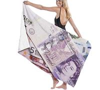 RUiillg Beach Towel Microfiber,Oversized Bath Towel Euro Banknotes Pounds Bath Towel Quick Dry Absorbent Pool Towel Blanket For Bath Travel Swimming Camping Pool Towel 80×130cm