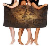 RUiillg Beach Towel Microfiber,Oversized Bath Towel Middle Earth Map Retro Vintage Vivid Bath Towel Wraps Comfortable Shower Towels Cover Robes For Swim Surf Pool Travel Vocation 80×130cm