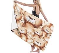 RUiillg Beach Towels Microfiber,Cartoon Lovely Teddy Bear Toy Saint Valentine'S Day Large Bath Sheet Lightweight Beach Towel Perfect For Family Hotel Travel Swimming Fitness Sports