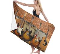 RUiillg Beach Towels Microfiber,Guitar Collection Bath Towels Extra Large For Men And Women Great For Swim Spa Travel Yoga Sports Camping Sunbed Cover Bath Or Shower At Home 130X80cm