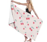 RUiillg Beach Towels Microfiber,Lovely Sweet Red Cherry Bath Towels Extra Large For Men And Women Great For Swim Spa Travel Yoga Sports Camping Sunbed Cover Bath Or Shower At Home 130X80cm