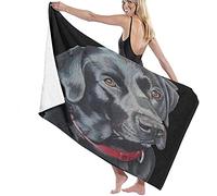 RUiillg Microfiber Beach Towel Oversize,cute Black Labrador Quick Dry Extra Large Bath Towel For Adult Men Women,Sand Proof Resistant Sandless,XL Personalized Travel Pool Towel