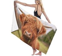 RUiillg Microfiber Beach Towel Oversize,Highland Cow Scotland Quick Dry Extra Large Bath Towel For Adult Men Women,Sand Proof Resistant Sandless,XL Personalized Travel Pool Towel