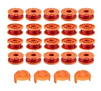 RUIITEN WA0010 WA0004 Replacement Trimmer Spools, 0.065" Weed Eater Lines Caps for Worx String Trimmer Weed Eater WG154 WG163 WG163E WG160 WG180 WG175 WG155 WG151 (20 Spools + 4 Caps)
