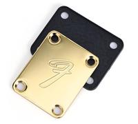 RuiJOTWAT 70s F Logo Strat/Tele 4-Bolt Gold Guitar Neck Plate Neckplate w/Screws