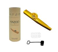 RuiJOTWAT Aluminum Alloy Kazoo with 10 Kazoo Flute Diaphragms,a Beautiful Box and Dust hood for Musical Instrument Ukulele Guitar Partners,Gold