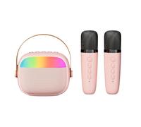 RuiJOTWAT Bluetooth Mini Speaker, Karaoke Speaker Wireless Microphone Subwoofer Microphone Integrated Speaker, Suitable For Home Outdoor Dormitory Party, Pink