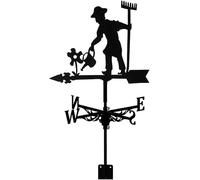 RuiJOTWAT Farmer Farm Scene Weather Vane, Stainless Steel Wind Direction Indicator, Vintage Style, For Home Outdoor Garden Crafts Decorations