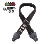 RuiJOTWAT Folk Guitar Electric Guitar Cotton Strap With Piano Headband+5 Paddles+2 Rubber Strap Buckle Black
