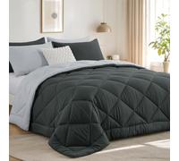 RUIKASI Coverless Duvet Double 10.5 Tog - Reversible Comforter with 2 Pillowcases, 200x200cm Quilt Lightweight and Warm All Season 400GSM Filling, Grey and Light Gray